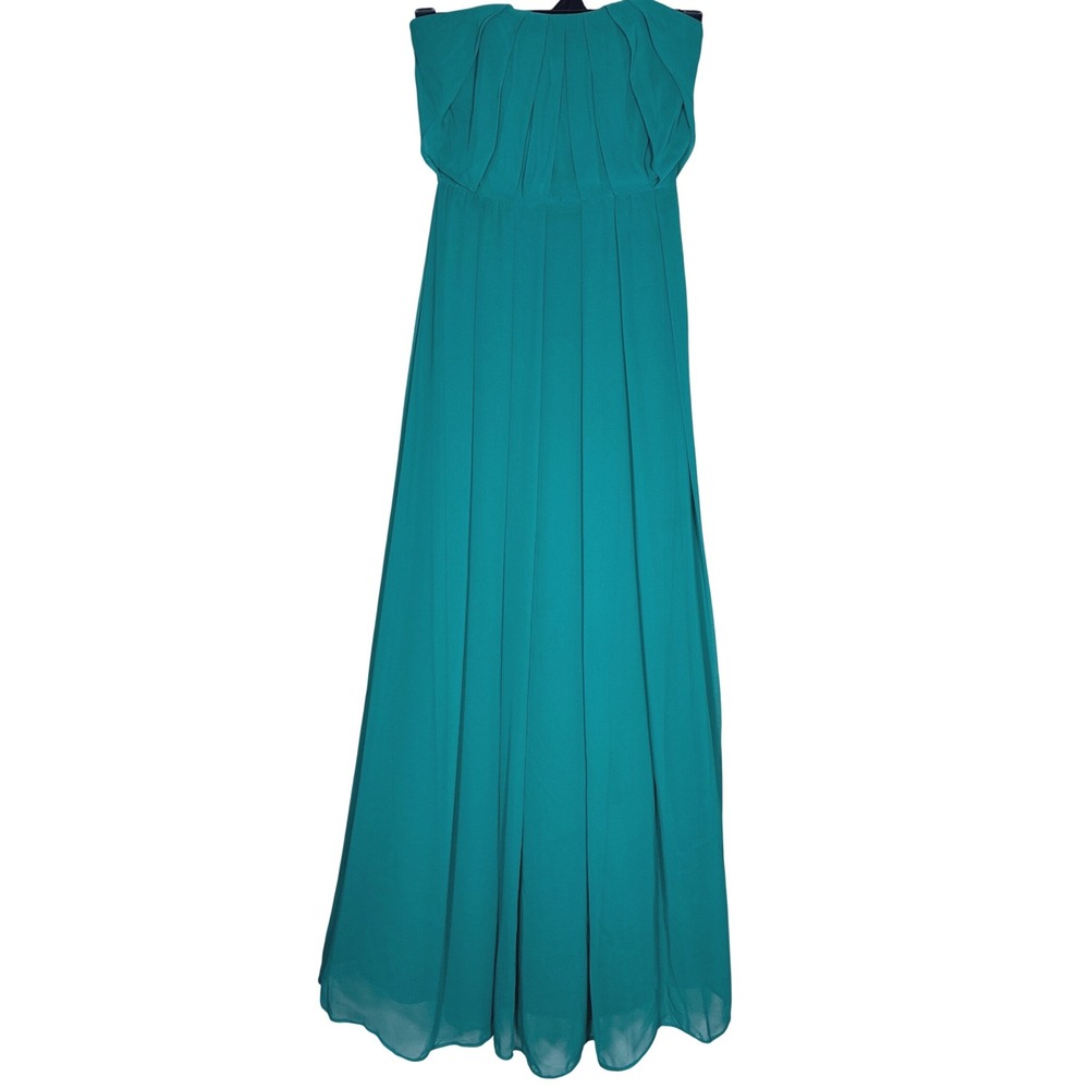 Dessy Collection Teal Strapless Gown Formal Maxi romantic Dress Size 4